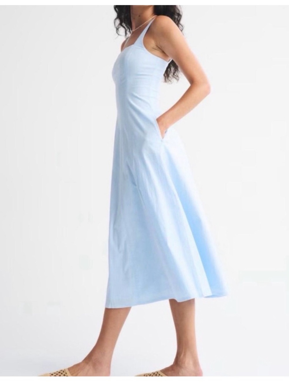 Abercrombie & Fitch Mila Dress Light Blue Square-Neck Maxi - Picture 9 of 9